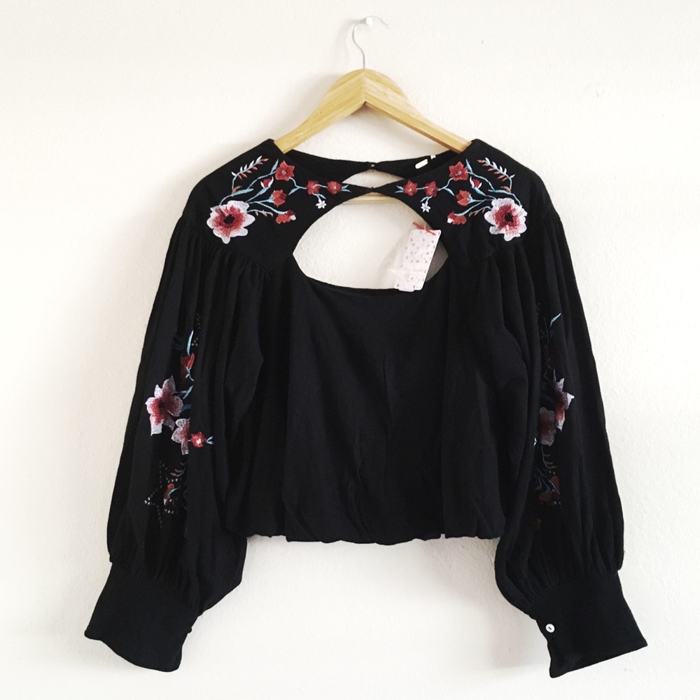 NWT Free People Embroidered Cutout Top-msrp $128